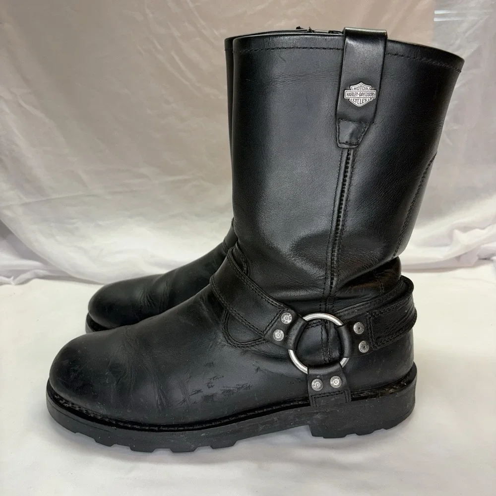 Harley Davidson Ransom Harness Boots Men US 11.5 Black Leather Motorcycle D91294